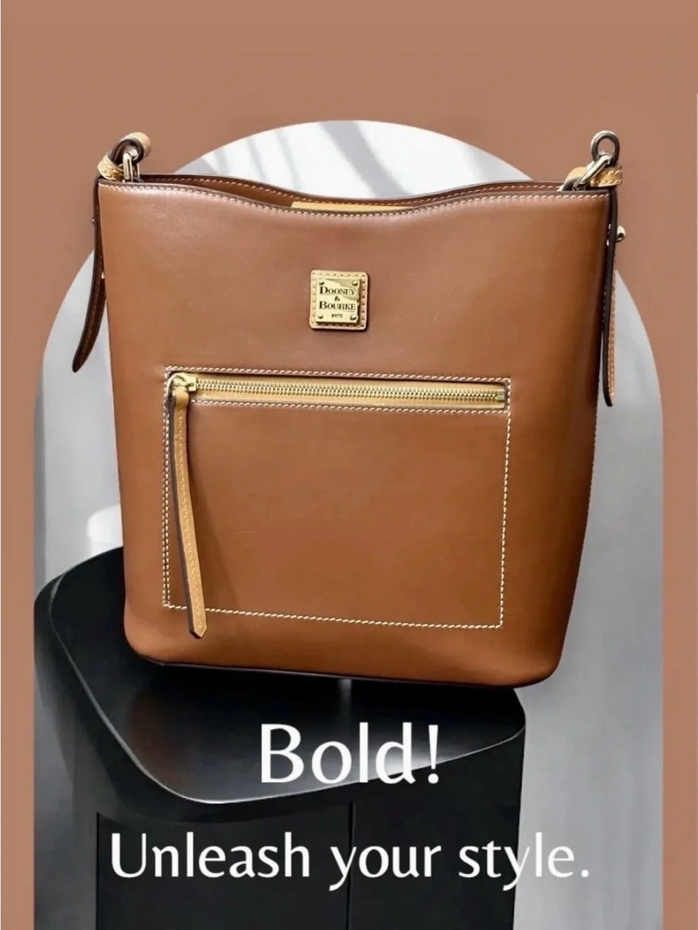 Dooney & Bourke Brown Saffiano Leather Crossbody Bag.